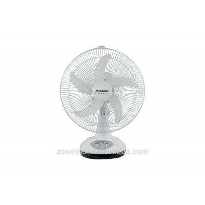 16" USB Rechargeable emergency table fan with LED light mobile charger five blade WRS-2916A